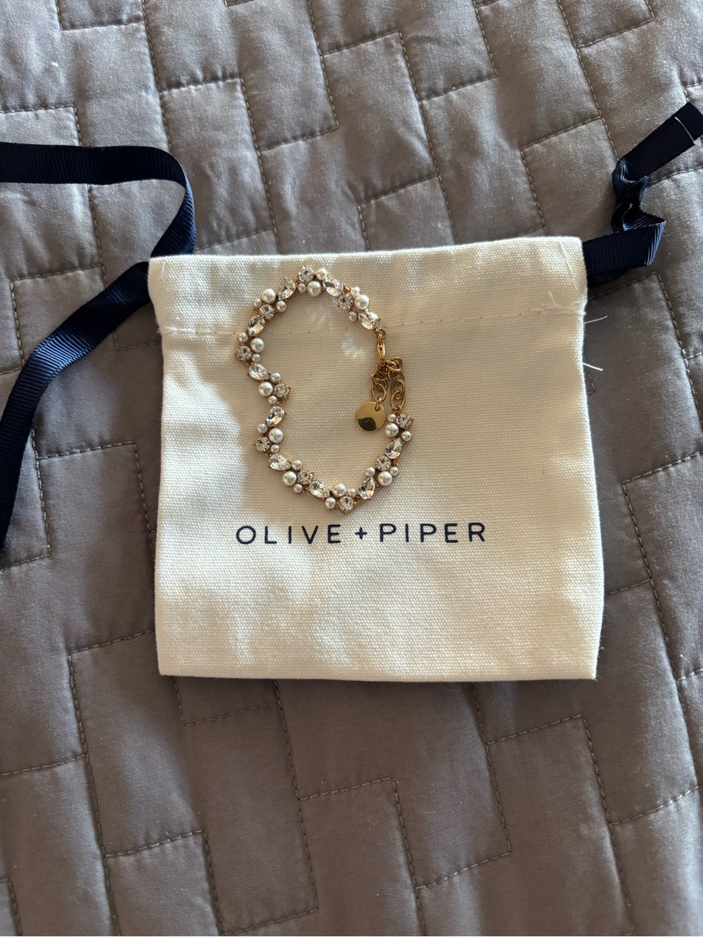 Olive + Piper Gold and Pearl Crystal Nigella Bracelet